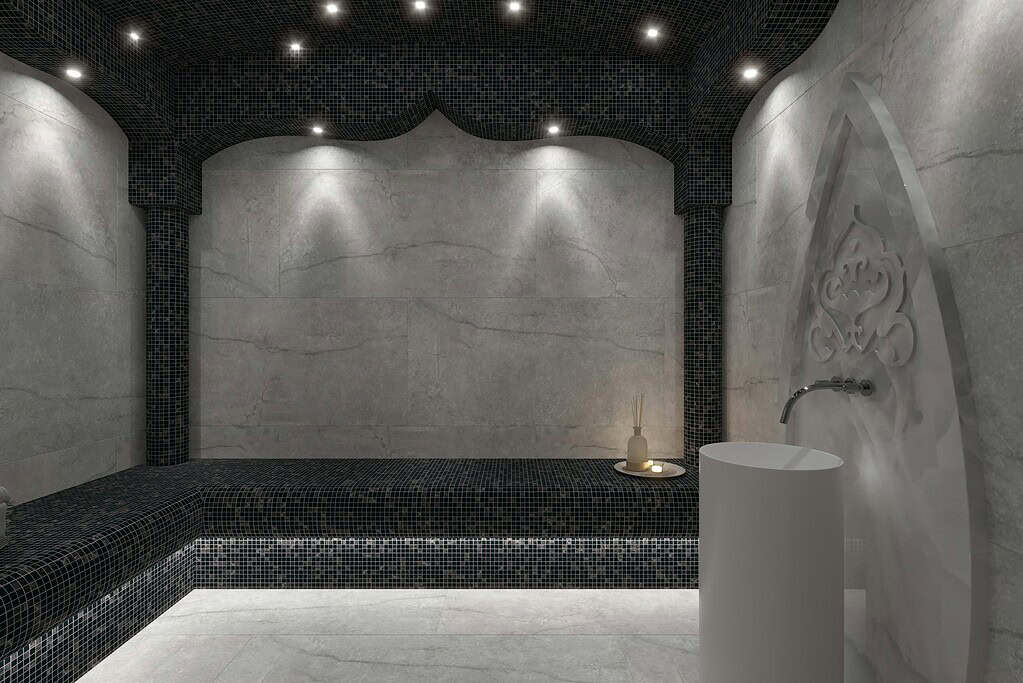 the inside of a modern Hammam 