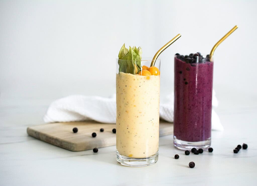 two different fruit smoothies 