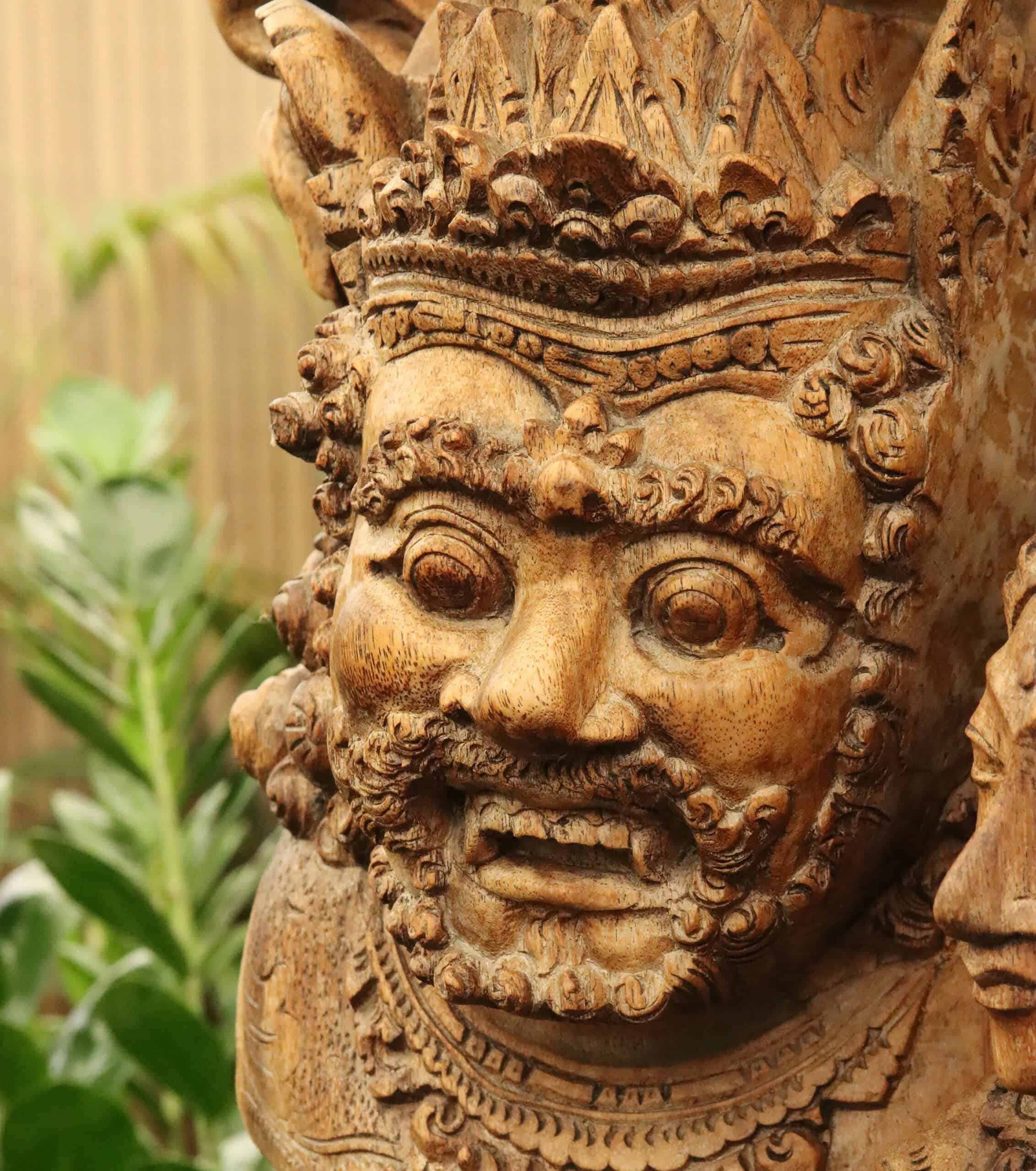 a wooden carving being sold in Bali