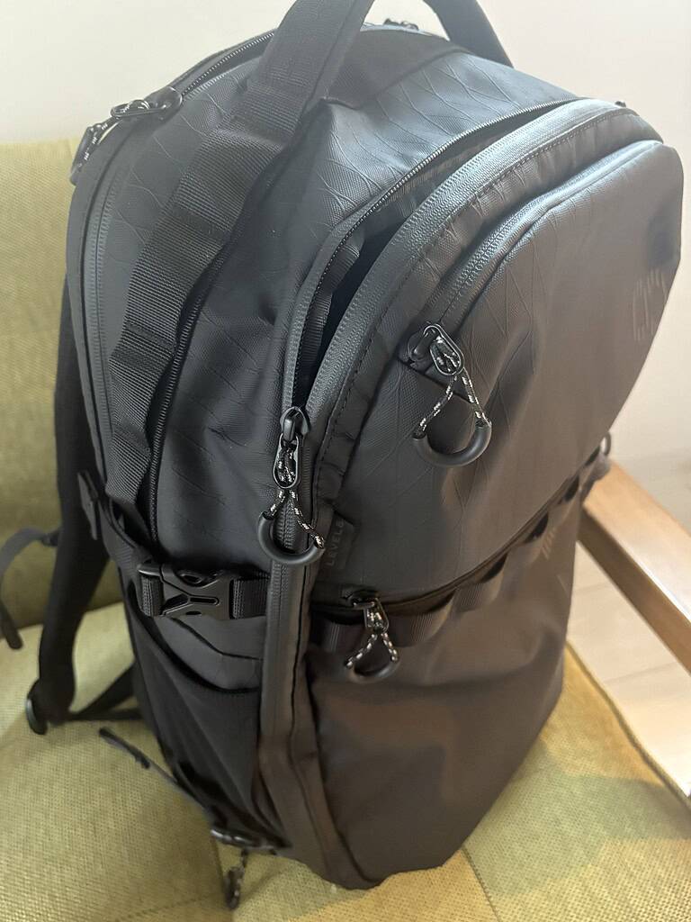 close up of the materials for the Levels 8 backpack