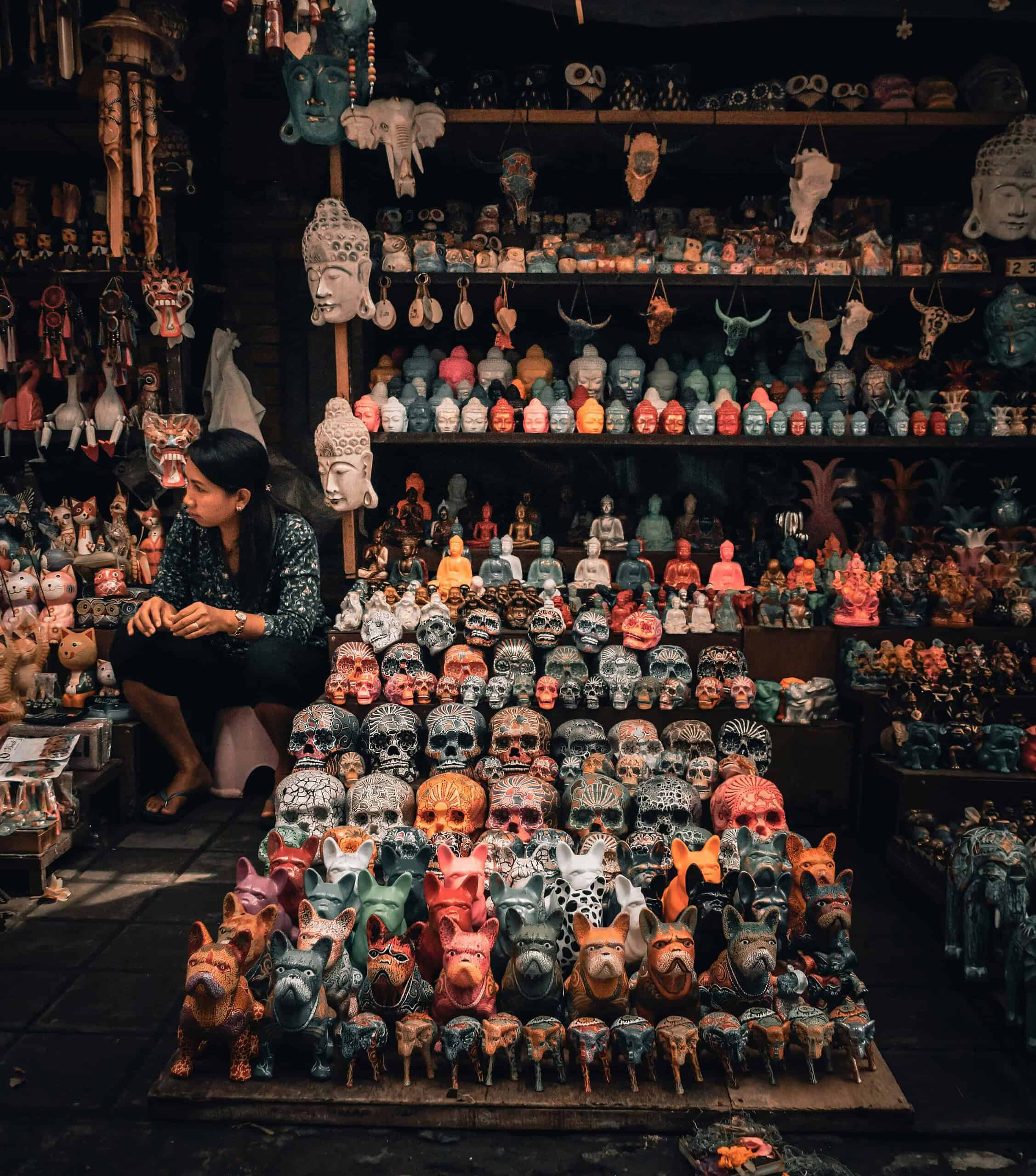 Various items being sold at the Ubud market in Bali