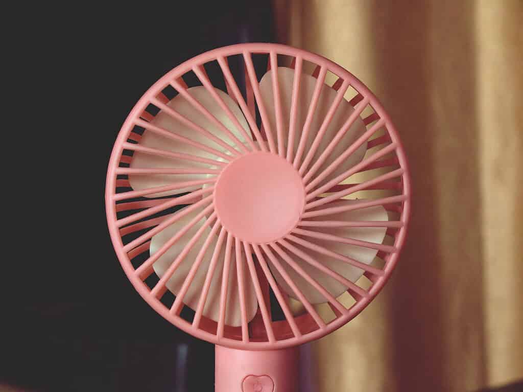 pink folding mini fan
